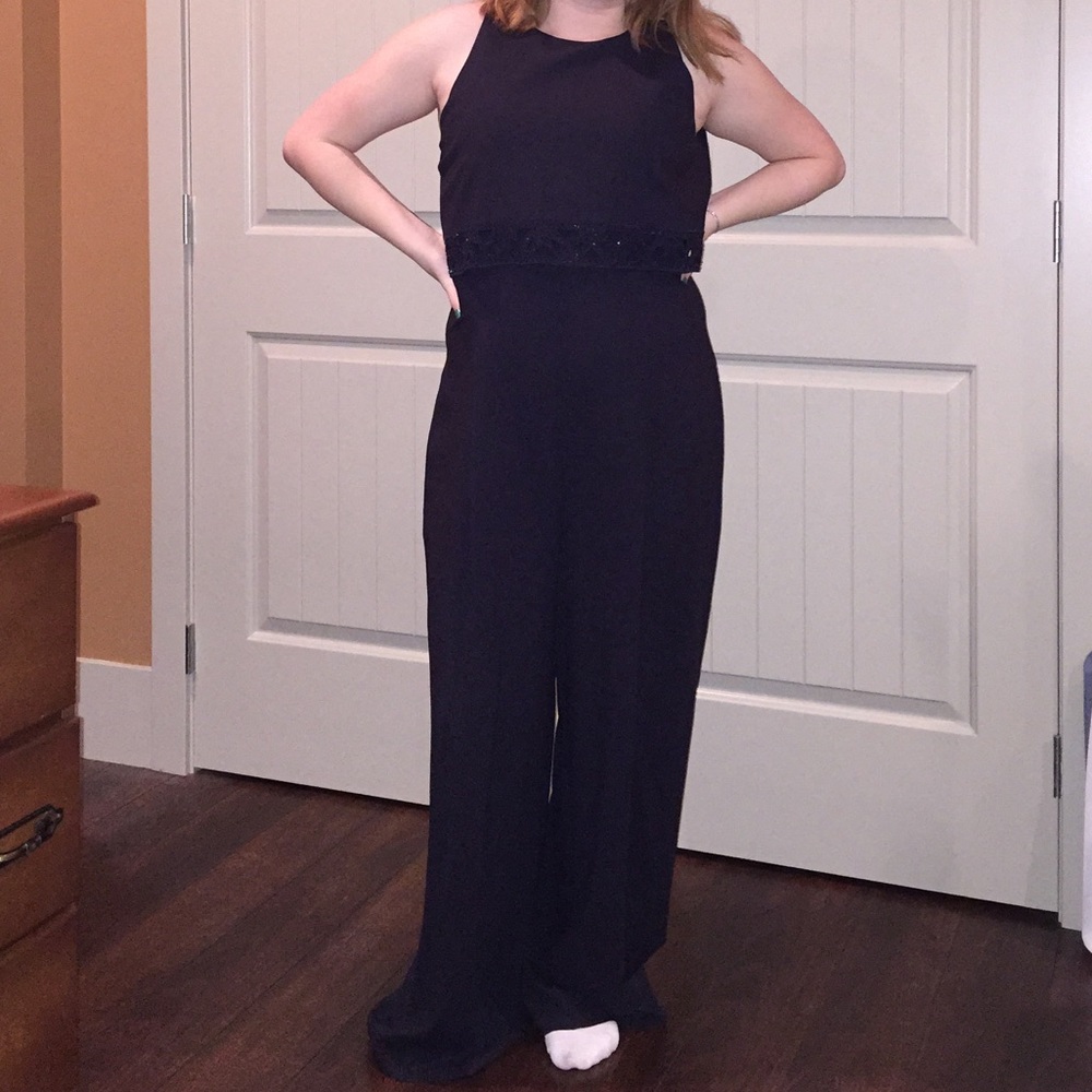 Navy Blue Beaded Jumpsuit